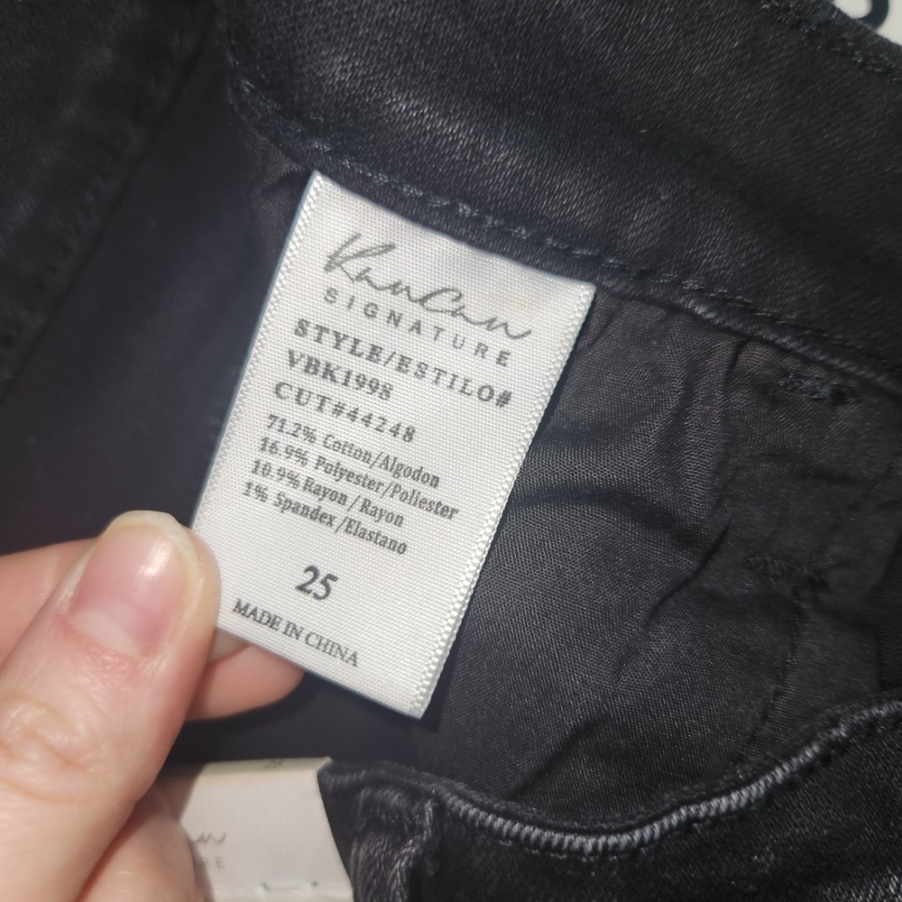 Kancan Black Jean Shorts Button Fly Mid Rise Stretch Destressed Grunge Emo Sz 25 - Picture 6 of 10